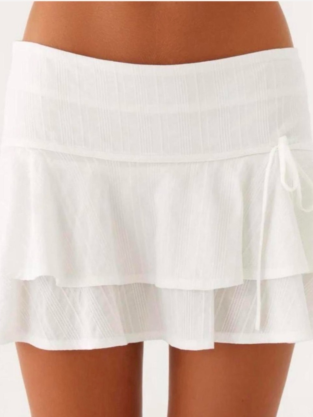 Peppermayo White Low Rise Mini Skirt with Bow